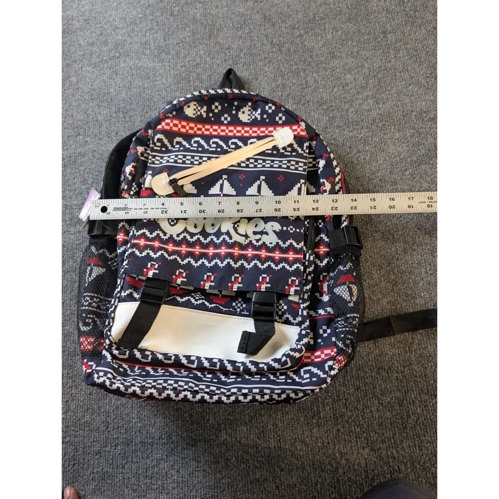 Cookies Backpack Fair Isle Sailboat Pattern Navy Red White NWT Netted Pockets